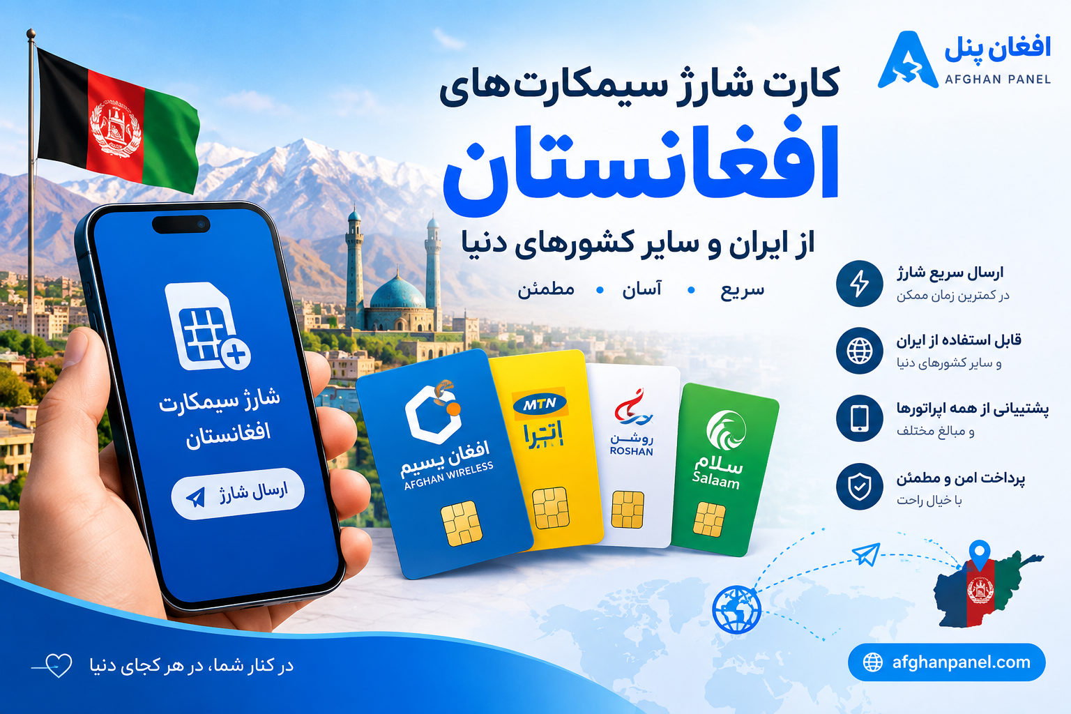 کارت شارژ سیمکارت‌های افغانستان از ایران